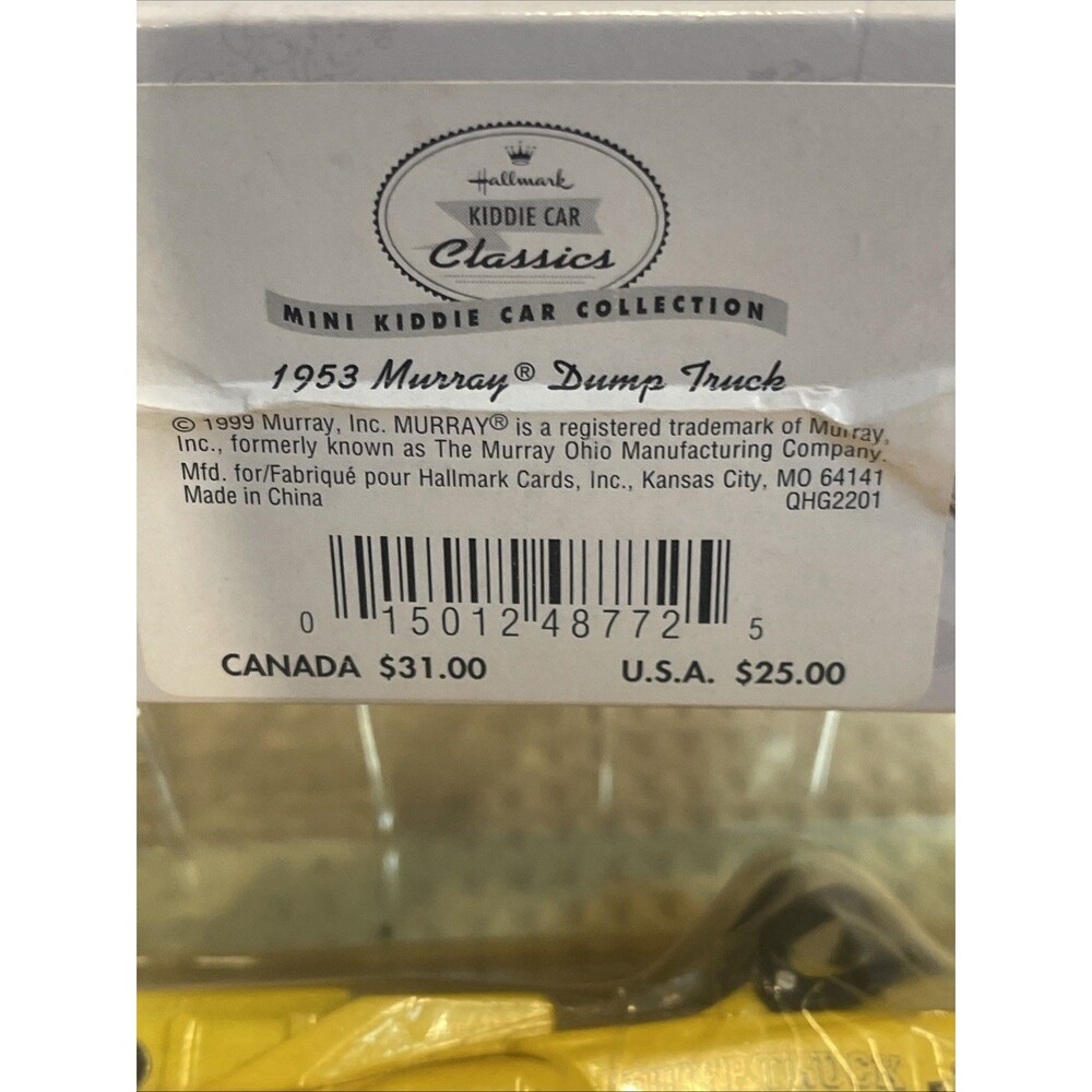 Hallmark Collectors Mini Kiddie Car Collection 1953 Murray Dump Truck, NEW, 1999
